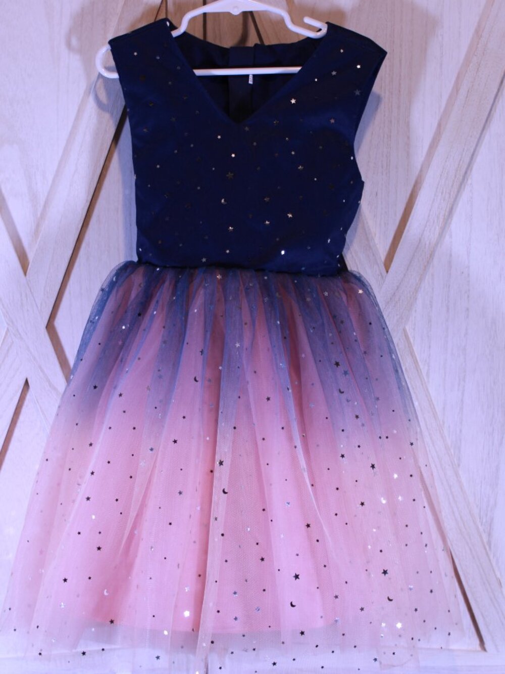 Glamulice Kids Ombre Star Tulle Navy Blush Pink Party Tutu Dress Size 6 Girls - Picture 4 of 10